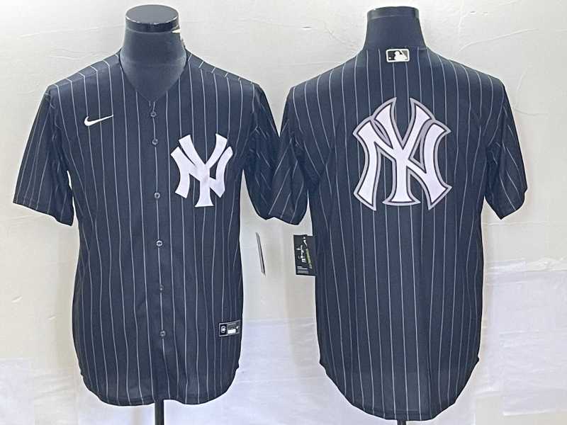 Men's New York Yankees Blank Black Pinstripe Cool Base Stitched Baseball Jersey1